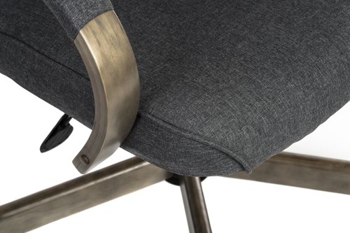 Teknik Office Warwick Grey Fabric Traditional Button Back Chair with driftwood effect arms and base.