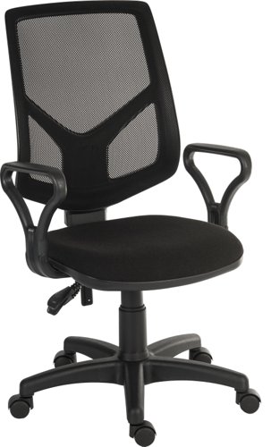 Teknik Office Vanguard Twin Lever Mesh Back Executive Task Operator Office Chair With Fixed Loop Arms Black - 6998/0288