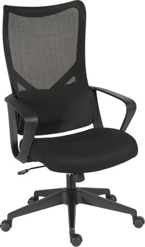 The Teknik Office Curve Contour Mesh Executive chair is a fabulous complement for all office setups with its lumbar curved aerated backrest, breathable mesh seat, sturdy fixed armrests and a modern stylish nylon base. It has a reclining function with tilt tension, gas lift seat height adjustment and a nice high backrest to lean into. This chair is great for use of up to 8 hours usage per day and rated to 110kg, making it the perfect option for your home or work office.