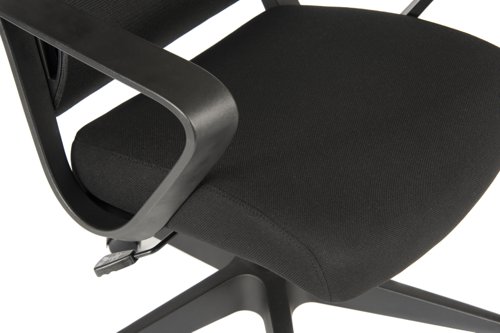 29224TK | The Teknik Office Curve Contour Mesh Executive chair is a fabulous complement for all office setups with its lumbar curved aerated backrest, breathable mesh seat, sturdy fixed armrests and a modern stylish nylon base. It has a reclining function with tilt tension, gas lift seat height adjustment and a nice high backrest to lean into. This chair is great for use of up to 8 hours usage per day and rated to 110kg, making it the perfect option for your home or work office.