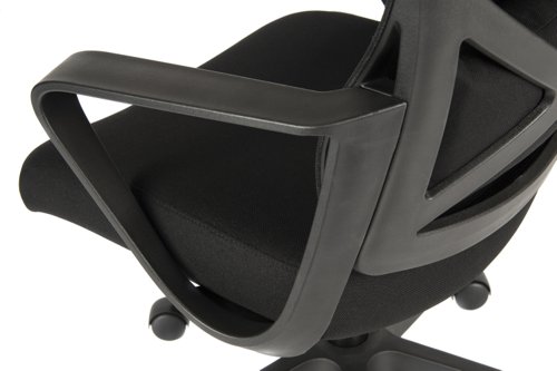 29224TK | The Teknik Office Curve Contour Mesh Executive chair is a fabulous complement for all office setups with its lumbar curved aerated backrest, breathable mesh seat, sturdy fixed armrests and a modern stylish nylon base. It has a reclining function with tilt tension, gas lift seat height adjustment and a nice high backrest to lean into. This chair is great for use of up to 8 hours usage per day and rated to 110kg, making it the perfect option for your home or work office.