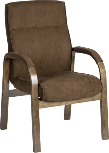 Teknik Office Glencoe Visitor Suede Effect 4 legged chair with driftwood effect arms and matching removable padded armrests.