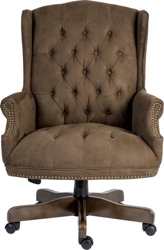 Teknik Office Chairman Executive Suede Effect traditional button tufted luxury executive chair with a complementing driftwood effect base. | 7500 | Teknik