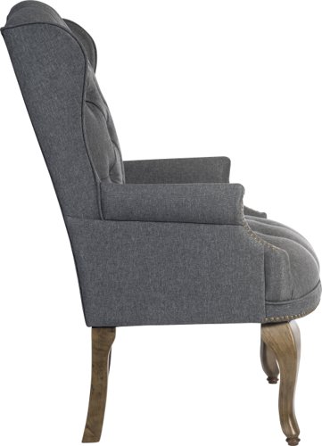 7800 | The Teknik Office Chairman Guest chair is our beautifully coloured fabric executive visitor chair. With its matching outers and hand applied “antique” brass nail-head trim and 8 way hand tied coil construction seat, the style and support contributes to this chair looking luxurious as well as comfortable. The chair also has elegant curved legs in a fruitwood finish and is ideal for a study, office or living area. This requires little self assembly which means it's office ready and awaiting your attention. Available now in Burgundy bonded leather faced or Grey fabric.