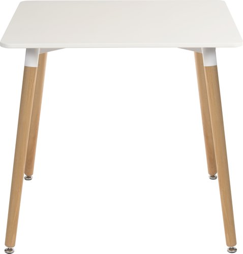 Teknik Office Skandi Square Table in White with wipe clean top, beech legs and easy self assembly
