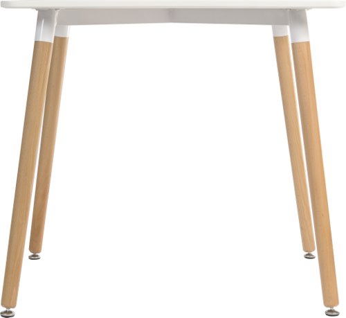 Teknik Office Skandi Square Table in White with wipe clean top, beech legs and easy self assembly | 8200 | Teknik