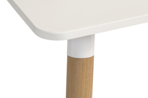 Teknik Office Skandi Square Table in White with wipe clean top, beech legs and easy self assembly | 8200 | Teknik