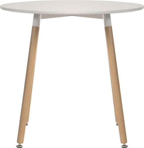 Teknik Office Skandi Round Table in White with wipe clean top, beech legs and easy self assembly