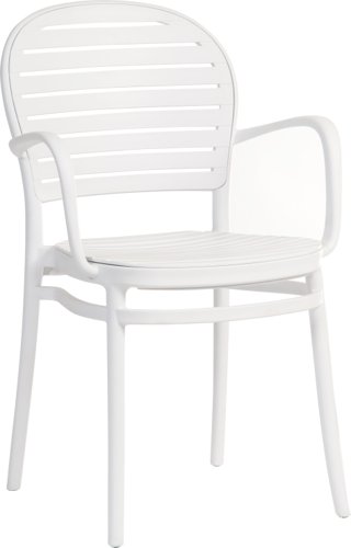Teknik Office Skandi Café Armchair in white, wipe clean finish, no assembly required and perfect for breakout and canteens and boxed in 2's