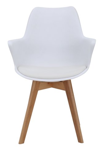 Teknik Office Skandi Dining chair in white with durable beech effect legs, perfect for breakout and canteens and boxed in 2's