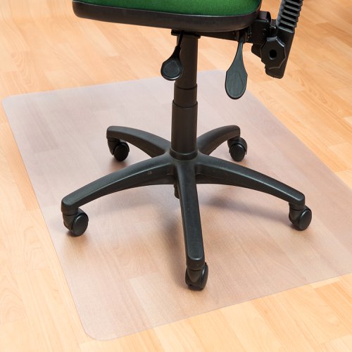 The Teknik Office PVC Chair Mat for Hard Floors is a durable and protective barrier designed to prevent damage caused by chairs with castors within your hard floor work area, preserving its life and preventing additional wear. Measuring 90 x 120, this smooth-backed mat provides a rigid and flat platform that minimizes the impact when moving the chair, ergonomically designed for reducing stress and strain on the legs, spine, and lower back. The lightly embossed top surface of the mat provides the perfect amount of grip to assist in aligning chair castors, making it easier to move around the workspace. This chair mat is 100% free of harmful DIDP Phthalate content, which is better for air quality compared to conventional PVC products. It is also 100% recyclable, making it an eco-friendly choice for homes and businesses that want to reduce their environmental impact. The mat is manufactured in the UK, and 50% of the manufacturing site's energy is derived from renewable sources. This ensures that the product is produced sustainably and reduces the carbon footprint associated with its production. Additionally, the mat comes with a limited lifetime warranty, providing peace of mind for buyers who want to invest in a durable and long-lasting product.