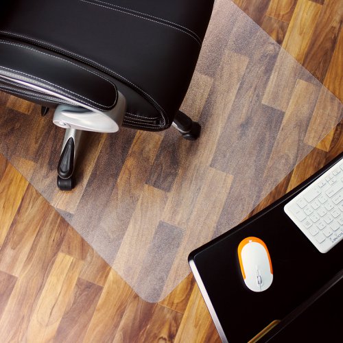 The Teknik Office Polycarbonate Chair Mat for Hard Floors is a high-quality and durable product that measures 90 x 120 and is designed to be used on carpets. It is manufactured from the same type of material used in the production of aircraft screens, bullet-resistant glass, and protective shields, making it extremely tough and durable. The mat is smooth-backed for secure placement and provides a durable and protective barrier against damage caused to carpets by chairs on castors. It has a rigid, perfectly flat surface that allows for ease of movement with minimal effort. The lightly embossed top surface provides the perfect amount of grip to allow the chair castors to align much more quickly, making it easy to move around the workspace. The mat does not dent, sink, or cup under castors, and it does not curl, crack, discolour or create odours. This ensures that it maintains its high-quality appearance and durability over time, making it a long-lasting floor protection option. The high clarity of the mat allows beautiful flooring to shine through, making it an excellent choice for homes and businesses that want to showcase their flooring while still providing a protective barrier. The mat is compatible with underfloor heating systems, making it suitable for use in any workspace. The polycarbonate chair and floor protection mat is 100% recyclable, making it an eco-friendly choice for homes and businesses that want to reduce their environmental impact. It is manufactured in the UK, and 50% of the manufacturing site's energy is derived from renewable sources. This ensures that the product is produced sustainably and reduces the carbon footprint associated with its production. The mat comes with a 5-year limited warranty, providing buyers with peace of mind and ensuring that the providing users with peace of mind and ensuring that the product is of high quality and durability.