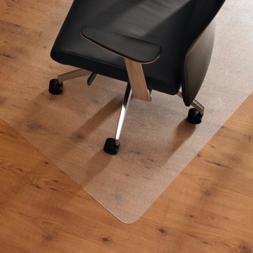 Teknik Office Polycarbonate Chair Mat for Hard Floors, smooth backed compatible with under floor heating systems and 100% recyclable 900x1200mm