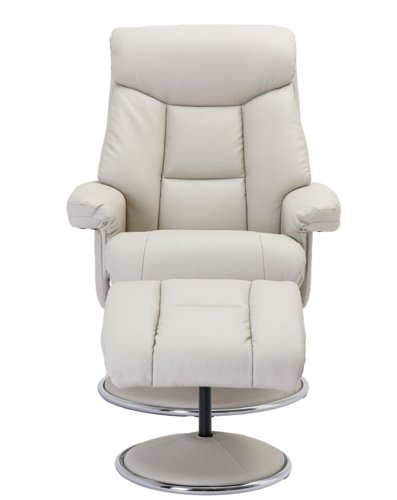 Brookhaven Recliner Mushroom Leather Look swivel recline function matching base footstool