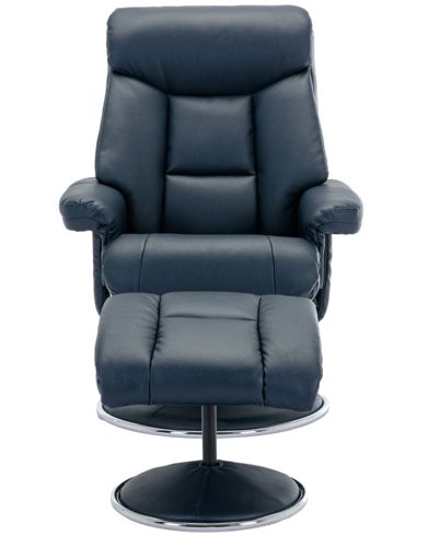 Brookhaven Recliner Navy Leather Look swivel recline function matching base footstool