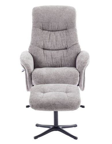 Newark Recliner Cloud Fabric swivel recline function, black five star base matching footstool