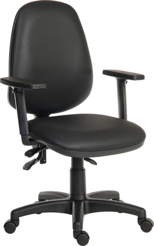 Teknik Office Practica PU Wipe Clean Operator Office Chair With Nylon Base and Adjustable Armrests Black - 9400/0280