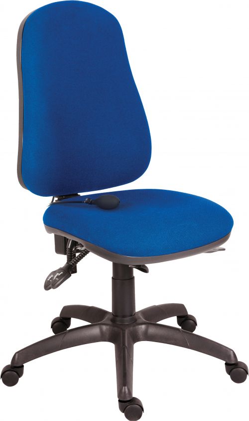 Teknik Office Ergo Comfort Blue Fabric High Back Executive Operator Chair Pump Up Lumbar Support Comfort Arm Rests Optional