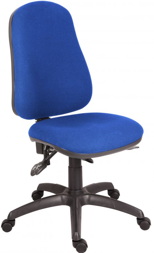 Teknik Office Ergo Comfort Blue Fabric High Back Executive Operator Chair Certified for 24Hr Use Comfort Arm Rests Optional