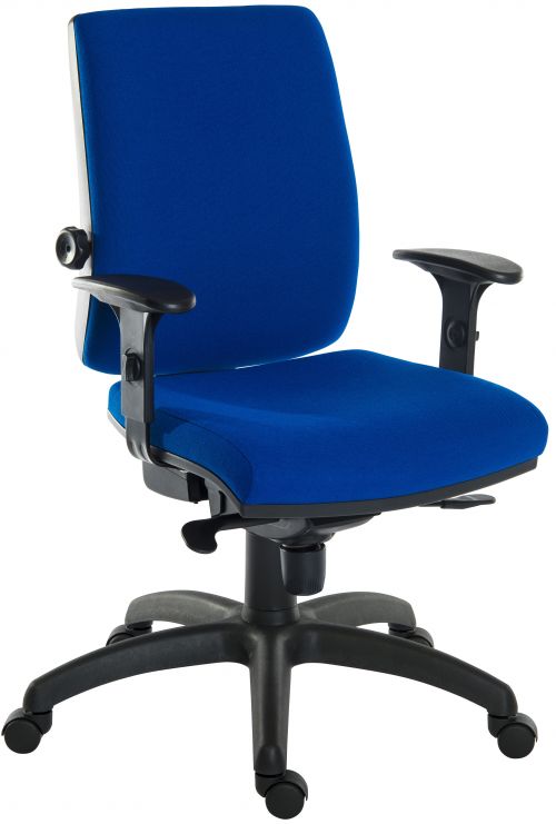 Teknik Office Ergo Plus Blue Fabric 24 Hour Operator Chair Standard Black Nylon Base Rated up to 24 Stone Optional Arm Rests