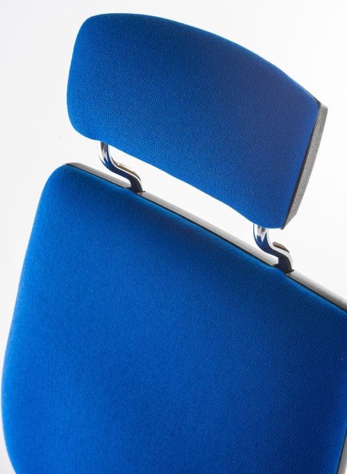 Teknik Office Ergo Plus Blue Fabric 24 Hour Chair Headrest Black Ultra Pyramid Base Rated up to 24 Stone Optional Arm Rests