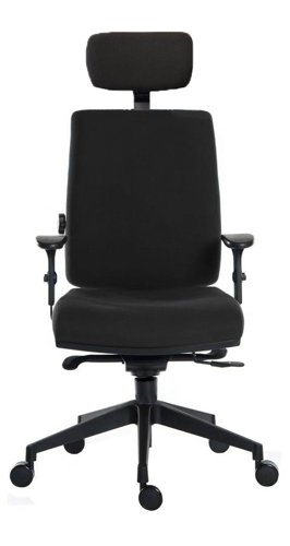 Teknik Office Ergo Plus Black Fabric 24 Hour Chair Headrest Standard Black Nylon Base Rated up to 24 Stone Optional Arm Rests | 9700BLK/R510 | Teknik