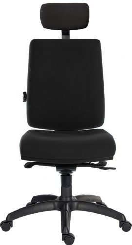 Teknik Office Ergo Plus Black Fabric 24 Hour Chair Headrest Standard Black Nylon Base Rated up to 24 Stone Optional Arm Rests | 9700BLK/R510 | Teknik