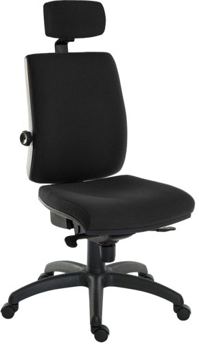 Teknik Office Ergo Plus Black Fabric 24 Hour Chair Headrest Standard Black Nylon Base Rated up to 24 Stone Optional Arm Rests