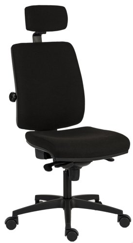 Teknik Office Ergo Plus Black Fabric 24 Hour Chair Headrest And Black Ultra Pyramid Base Rated up to 24 Stone Optional Arm Rests | 9700BLK/R520 | Teknik