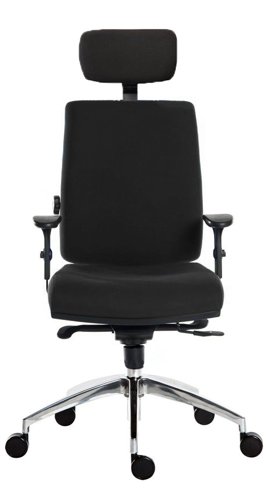 Teknik Office Ergo Plus Black Fabric 24 Hour Chair With Headrest Aluminium Pyramid Base Rated up to 24 Stone Optional Arm Rests | 9700BLK/R530 | Teknik