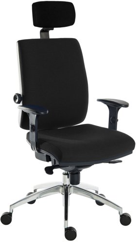 Teknik Office Ergo Plus Ergonomic Executive Operator Office Chair With Headrest and Comfort Adjustable Arms and Premier Base Black - Certified For 24 