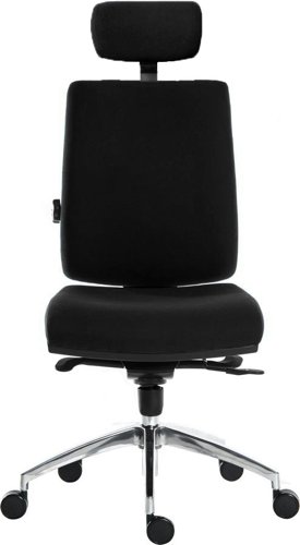 Teknik Office Ergo Plus Black Fabric 24 Hour Chair With Headrest Aluminium Pyramid Base Rated up to 24 Stone Optional Arm Rests | 9700BLK/R530 | Teknik