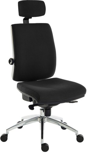 Teknik Office Ergo Plus Black Fabric 24 Hour Chair With Headrest Aluminium Pyramid Base Rated up to 24 Stone Optional Arm Rests | 9700BLK/R530 | Teknik