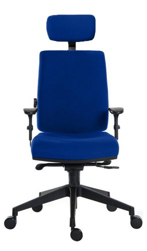 Teknik Office Ergo Plus Blue Fabric 24 Hour Chair Headrest Standard Black Nylon Base Rated up to 24 Stone Optional Arm Rests | 9700BLU/R510 | Teknik