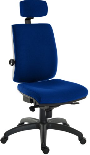 Teknik Office Ergo Plus Blue Fabric 24 Hour Chair Headrest Standard Black Nylon Base Rated up to 24 Stone Optional Arm Rests | 9700BLU/R510 | Teknik