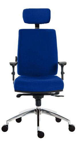 Teknik Office Ergo Plus Ergonomic Executive Operator Office Chair With Headrest and Premier Base Blue - Certified For 24 Hour Use - 9700BLU/R530