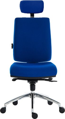 Teknik Office Ergo Plus Blue Fabric 24 Hour Chair Headrest Aluminium Pyramid Base Rated up to 24 Stone Optional Arm Rests | 9700BLU/R530 | Teknik