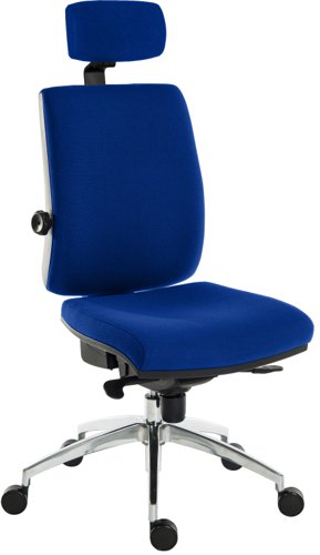 Teknik Office Ergo Plus Blue Fabric 24 Hour Chair Headrest Aluminium Pyramid Base Rated up to 24 Stone Optional Arm Rests | 9700BLU/R530 | Teknik