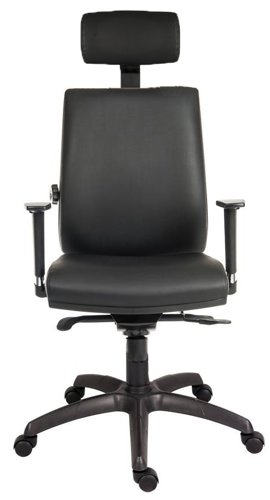 Teknik Office Ergo Plus Black Leather Look 24 Hour Chair Headrest Standard Black Nylon Base Rated up to 24 Stone Optional Arm Rests | 9700PUBLK/R510 | Teknik