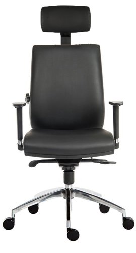 Teknik Office Ergo Plus Black Leather Look 24 Hour Chair Headrest Aluminium Pyramid Base Rated up to 24 Stone Optional Arm Rests | 9700PUBLK/R530 | Teknik