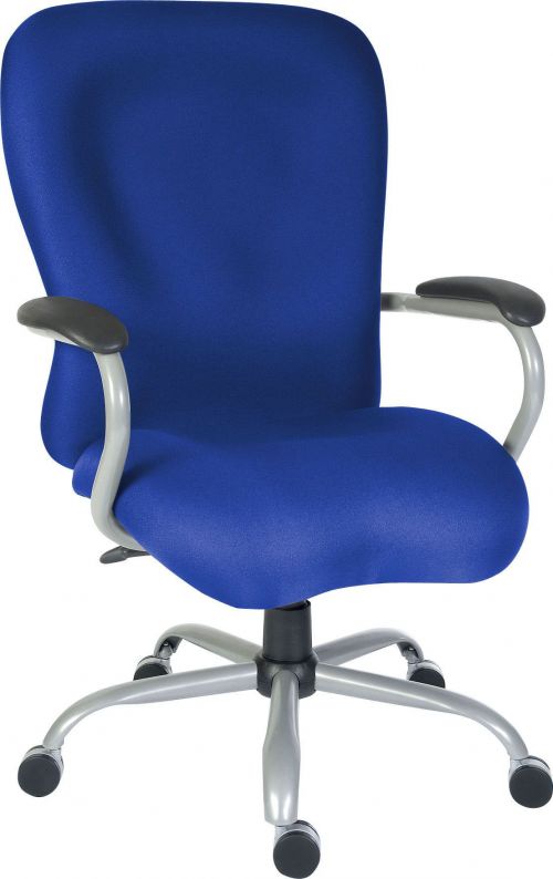 Teknik Office Titan Heavy Duty Blue Fabric Executive Office Chair Padded Armrests and Gun Metal Base