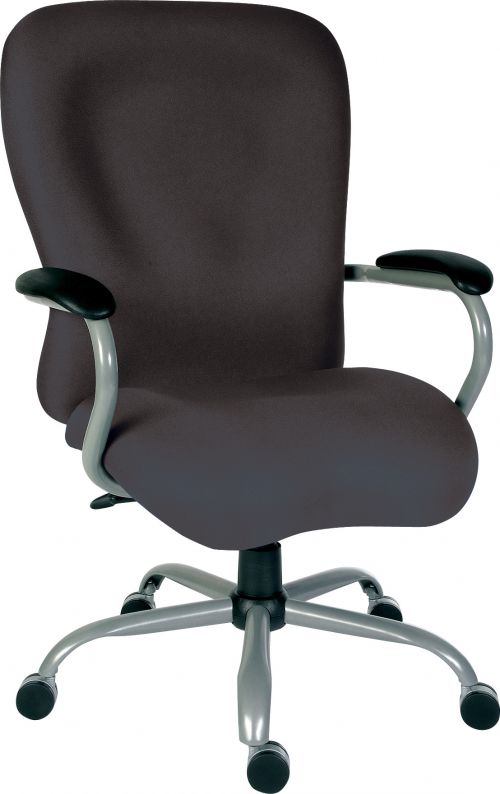 Teknik Office Titan Heavy Duty Charcoal Fabric Executive Office Chair Padded Armrests and Gun Metal Base