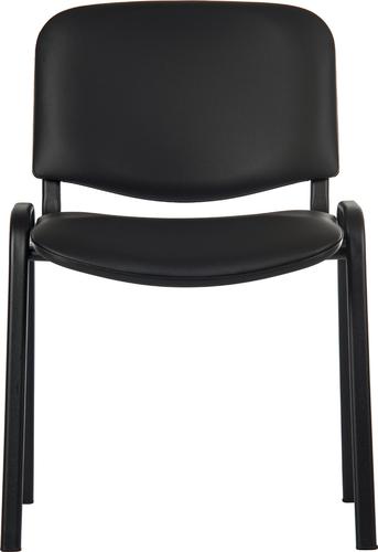 Teknik Office Conference Black PU Fabric Stackable Fully Assembled Char with padded seat and backrest.