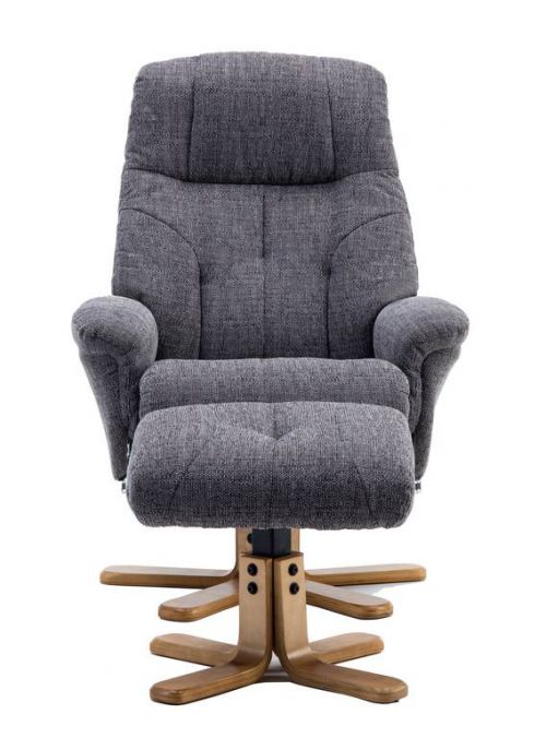 The Teknik Office Denver Recliner in Greystone is the ultimate in user comfort! Finished in a plush fabric with a pleasing and stylish natural wood five star base and matching footstool, it's highly likely you'll spend more time relaxing than doing anything else! It has a swivel and recline function, padded upholstery and padded armrests. This chair is available in Cream, Brown and Grey in the leather look or Light Grey, Greystone and Oatmeal in fabric, all these options make the Denver recliner perfect for blending and matching most office and home interiors.