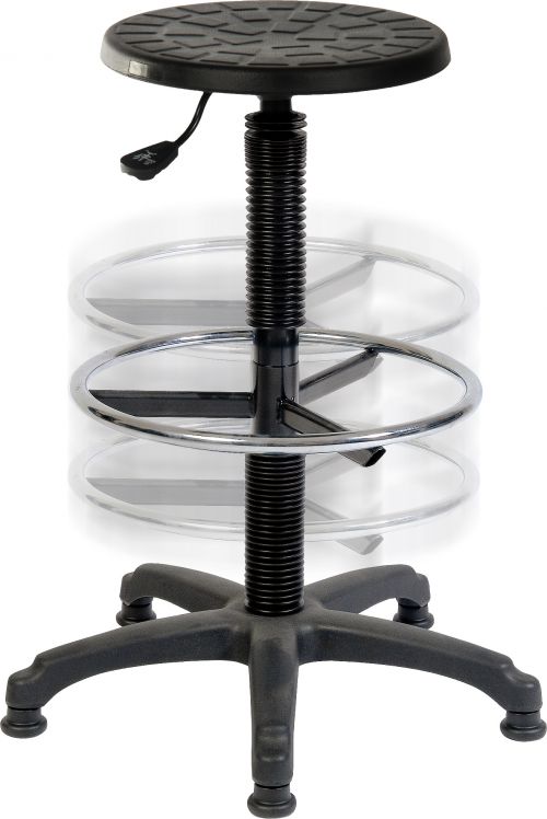 Teknik Office Polly Stool With Deluxe Ring Kit Conversion Easy Clean Seat and Movable Footring