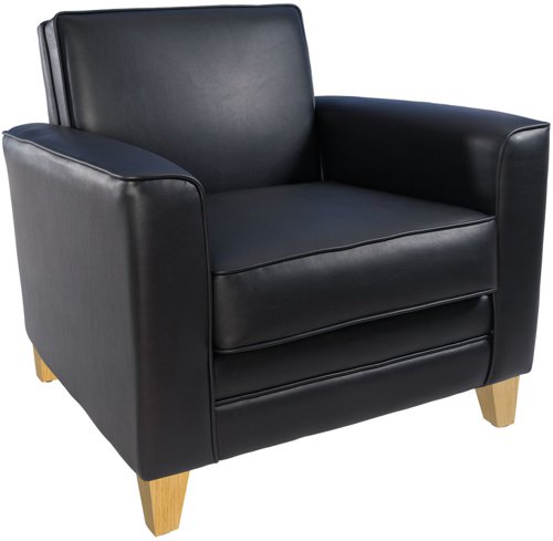 Newport Leather Faced Reception Armchair Black - N3561