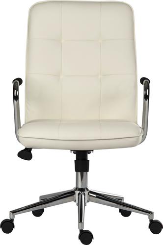 Teknik Office Piano Executive contemporary chair in white bonded leather with unique chrome and soft touch PU armrests