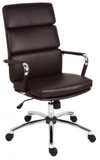 Teknik Office Deco Retro Style Executive Brown Faux Leather Chair with Matching Removable Arm Covers
