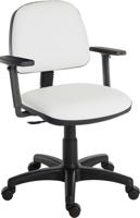 Teknik Office Ergo Blaster White PU Operator chair with medium backrest and height adjustable wipe clean seat. With step adjustable armrests