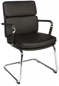 Teknik Office Retro Style Cantilever Black Faux Leather Chair Matching Removable Arm Covers